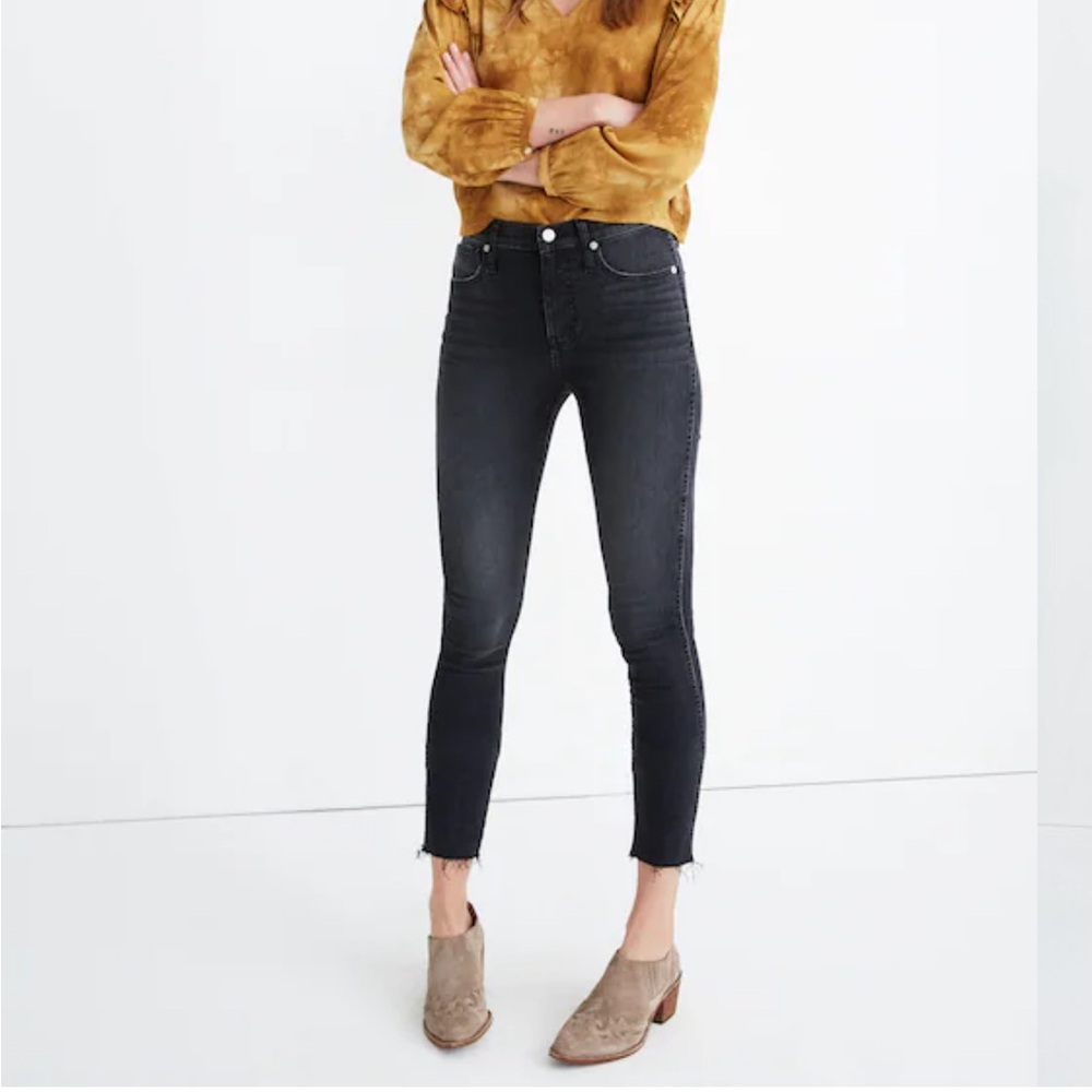 Madewell 10” high rise skinny crop jeans in black size 24
